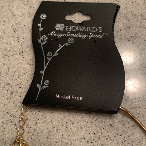 NWT HOWARDS @ 24” Gold Tone Necklace W/Black Matte Pendants Faux Diamond Design - Picture 3 of 10